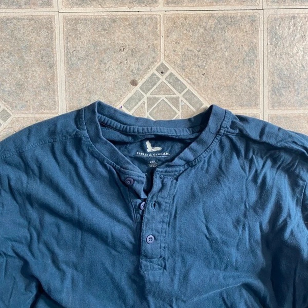Field & Stream Men's Long Sleeve Henley - Navy Blue - Picture 2 of 4